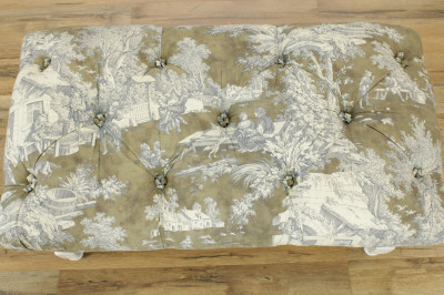 19th C Toile Upholstered Bench