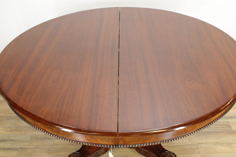 19th C Empire Mahogany Pedestal Dining Table