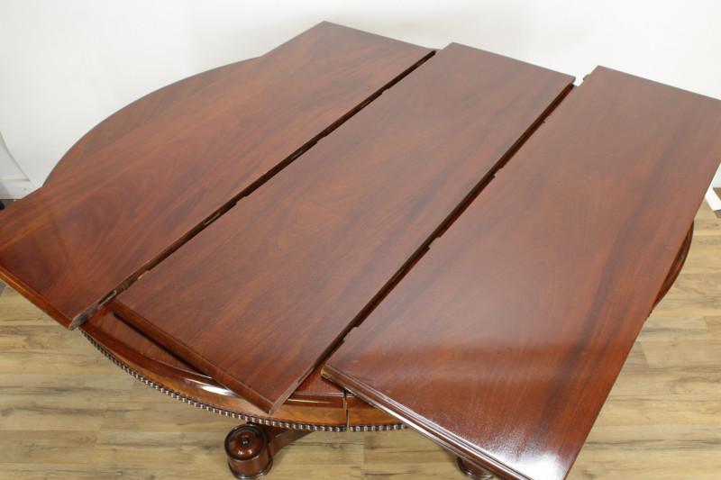 19th C Empire Mahogany Pedestal Dining Table