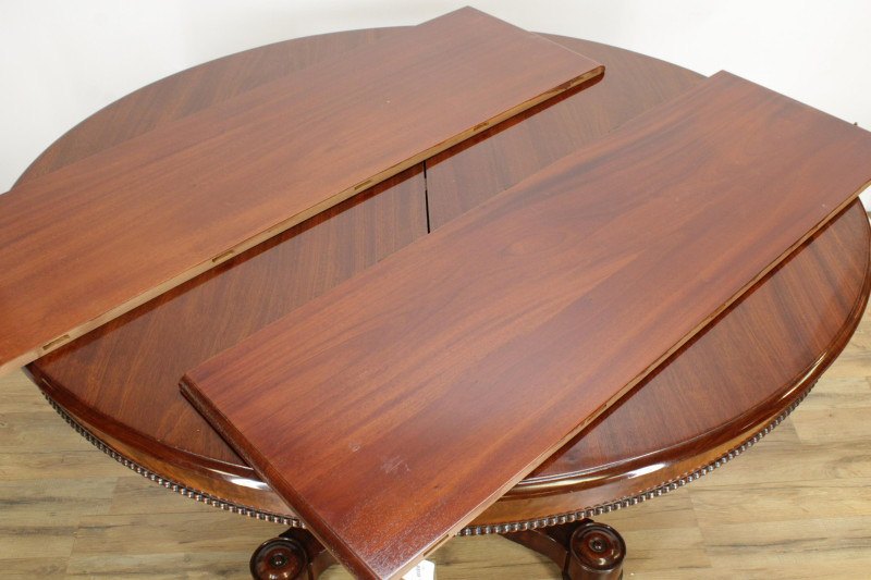 19th C Empire Mahogany Pedestal Dining Table