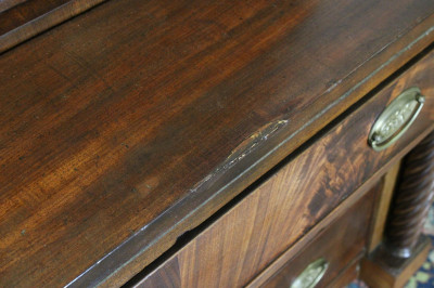 Late Federal Inlaid Mahog Bureau Bookcase 19th