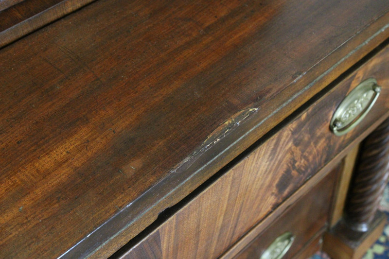Late Federal Inlaid Mahog Bureau Bookcase 19th