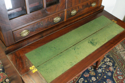 Late Federal Inlaid Mahog Bureau Bookcase 19th