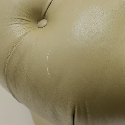 Green Leather Brass Buttoned Chesterfield Sofa