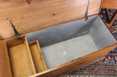 Pine Drop Leaf Table and 19th C Chest Maple Bench