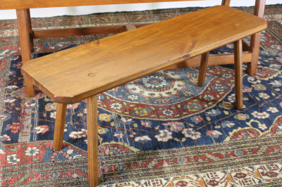 Pine Drop Leaf Table and 19th C Chest Maple Bench