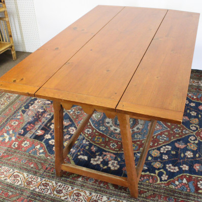 Pine Drop Leaf Table and 19th C Chest Maple Bench