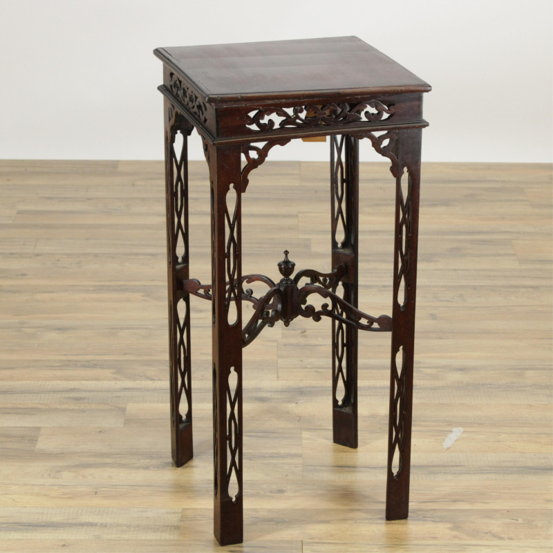 George III Style Blind Fret Mahogany Candle Stand