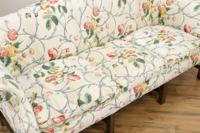 George III Style Mahogany Camelback Sofa