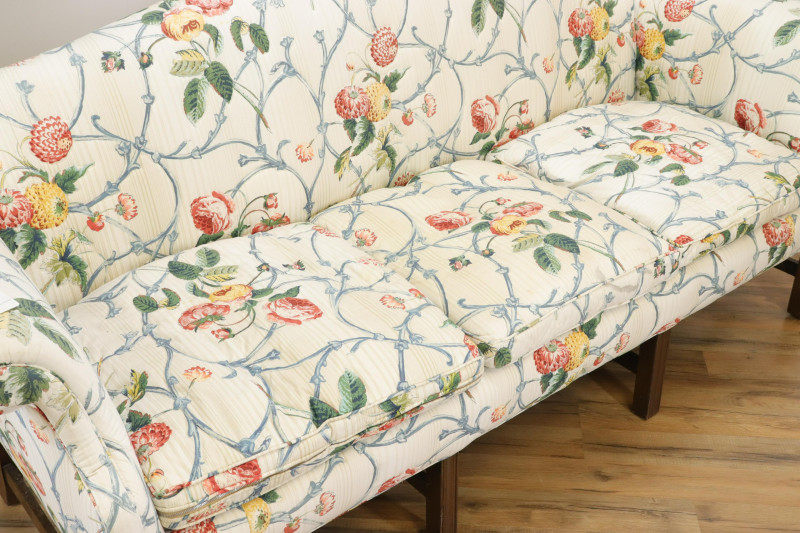 George III Style Mahogany Camelback Sofa