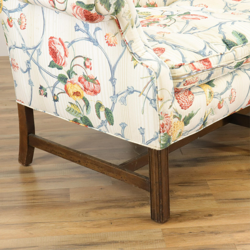 George III Style Mahogany Camelback Sofa