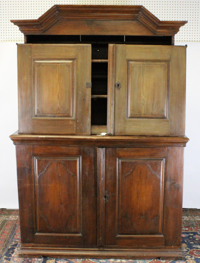 Swedish Baroque Cupboard With Bold Squared Cornice