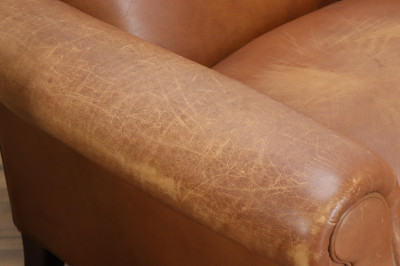 Pair Marks Spencer Brown Leather Club Chairs