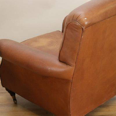 Pair Marks Spencer Brown Leather Club Chairs