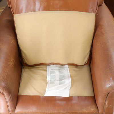 Pair Marks Spencer Brown Leather Club Chairs