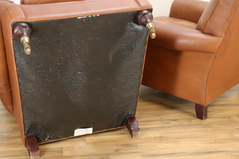 Pair Marks Spencer Brown Leather Club Chairs