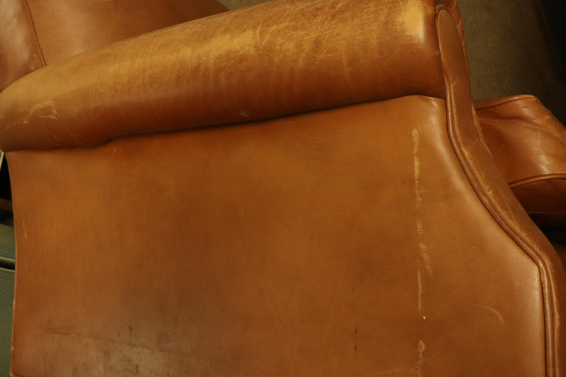 Pair Marks Spencer Brown Leather Club Chairs