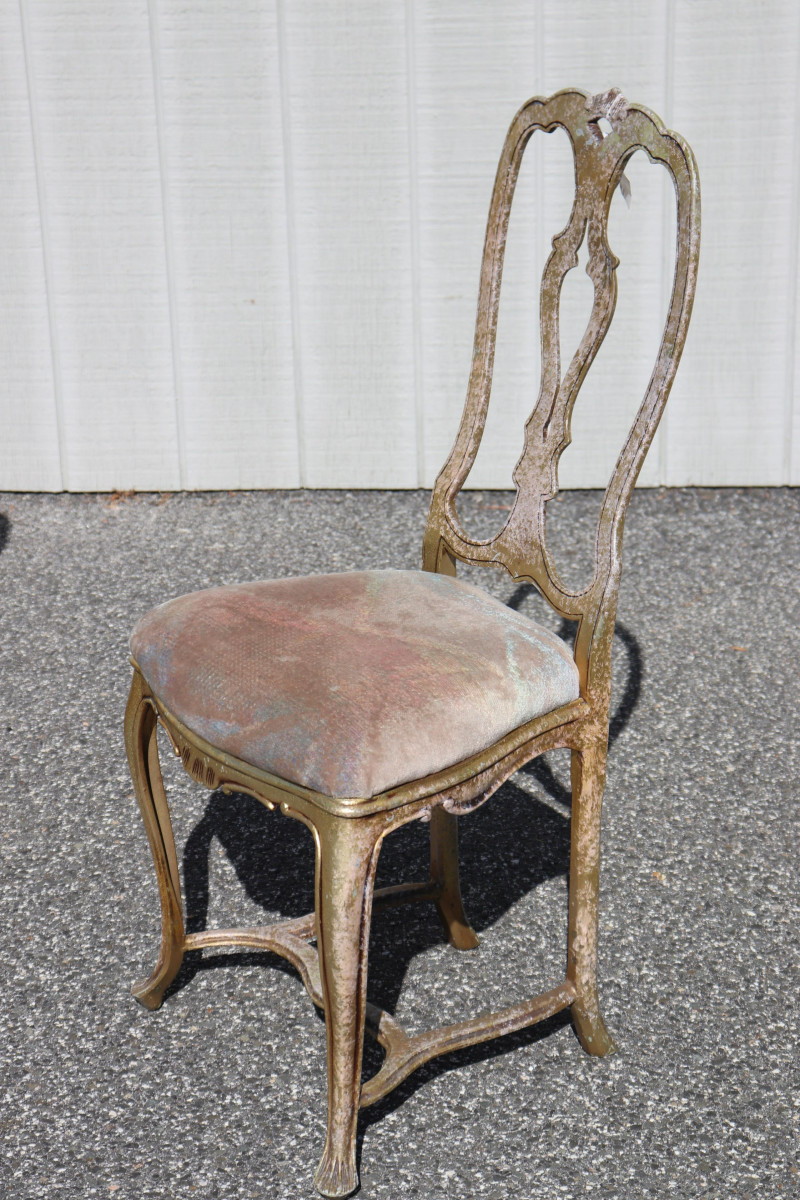 4 Venetian Style Painted Gold Aluminum Chairs