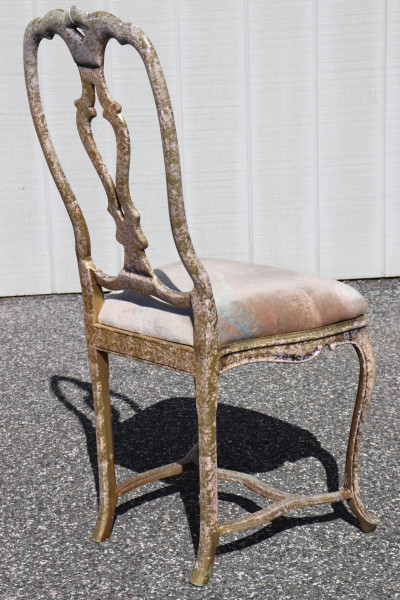 4 Venetian Style Painted Gold Aluminum Chairs