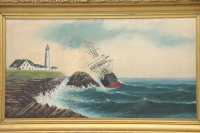 2 Sea Shoreline Scenes Early 20th C