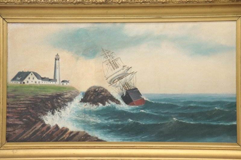 2 Sea Shoreline Scenes Early 20th C