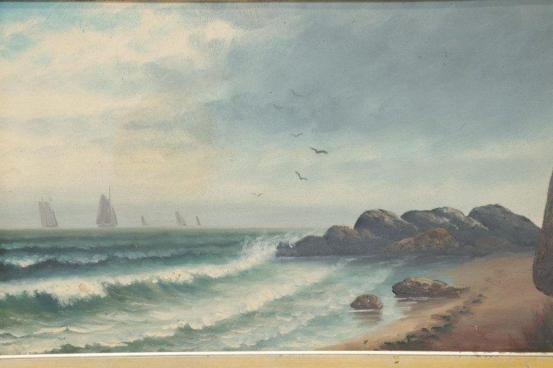 2 Sea Shoreline Scenes Early 20th C