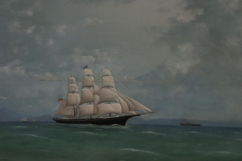 Maritime Oil Painting19th C Ship at Sea O/B