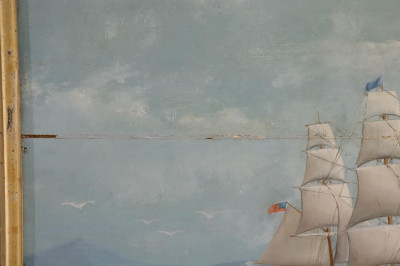 Maritime Oil Painting19th C Ship at Sea O/B