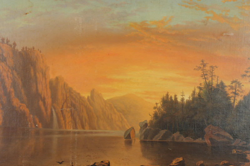Sunset Over Lake Oil on Canvas/Board