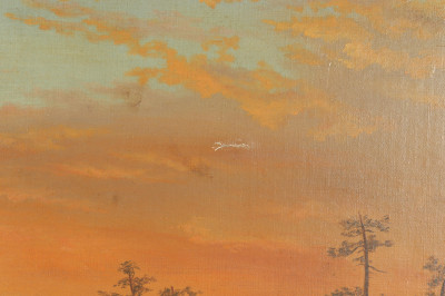 Sunset Over Lake Oil on Canvas/Board