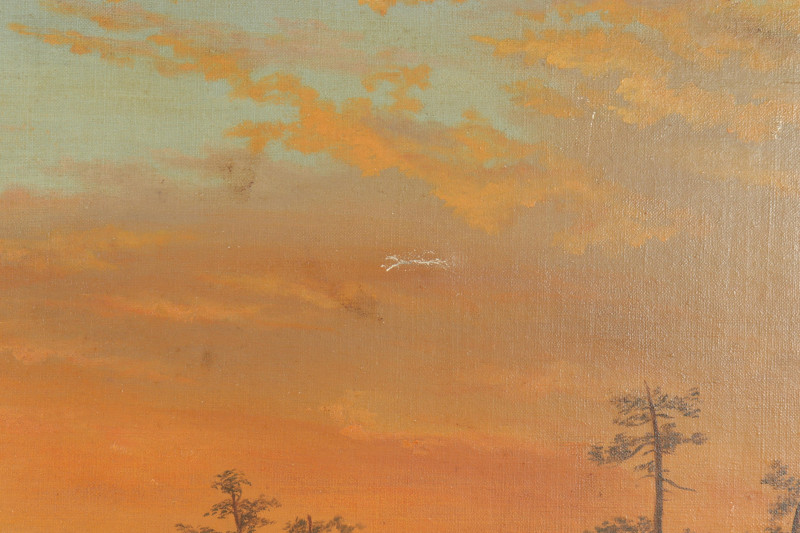 Sunset Over Lake Oil on Canvas/Board