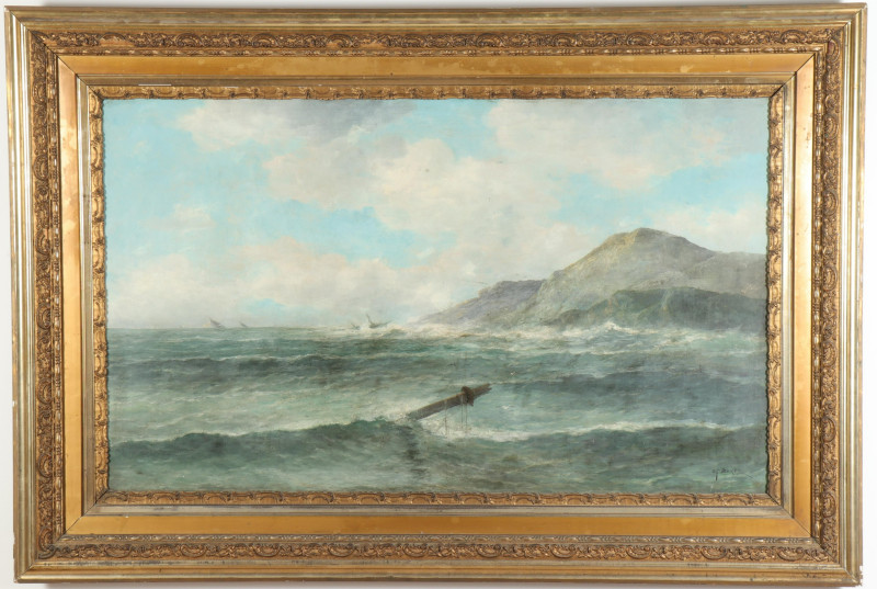 Large Seascape O/C Signed F Baker