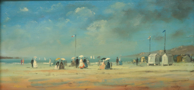 French Sch 20th C Day at the Beach O/B