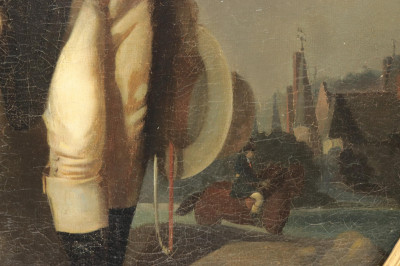 Am School19th C Portrait of Male Equestrian O/C