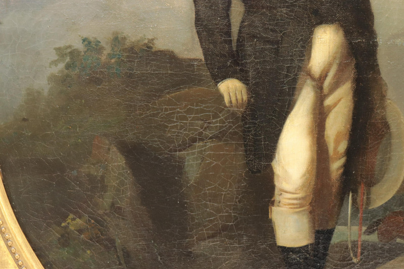 Am School19th C Portrait of Male Equestrian O/C