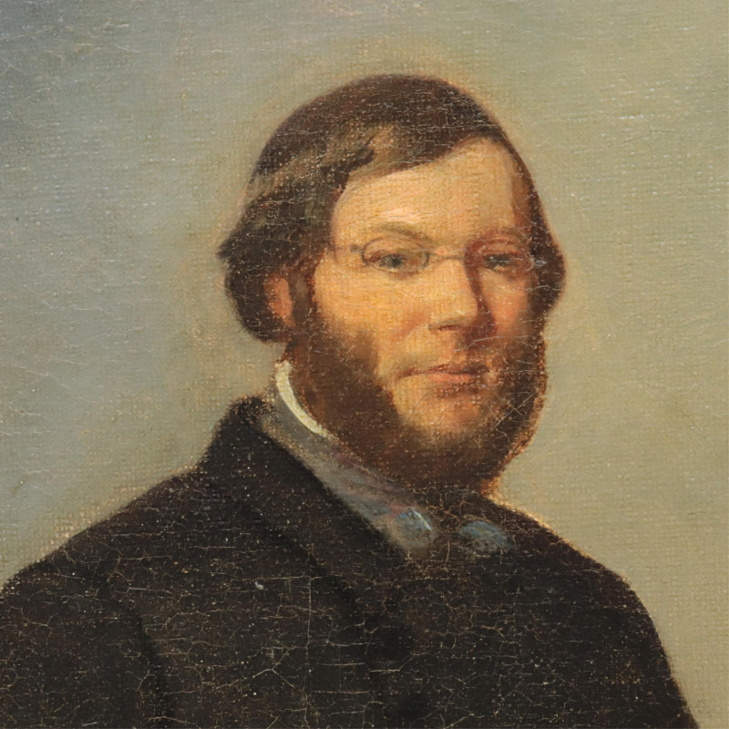 Am School19th C Portrait of Male Equestrian O/C