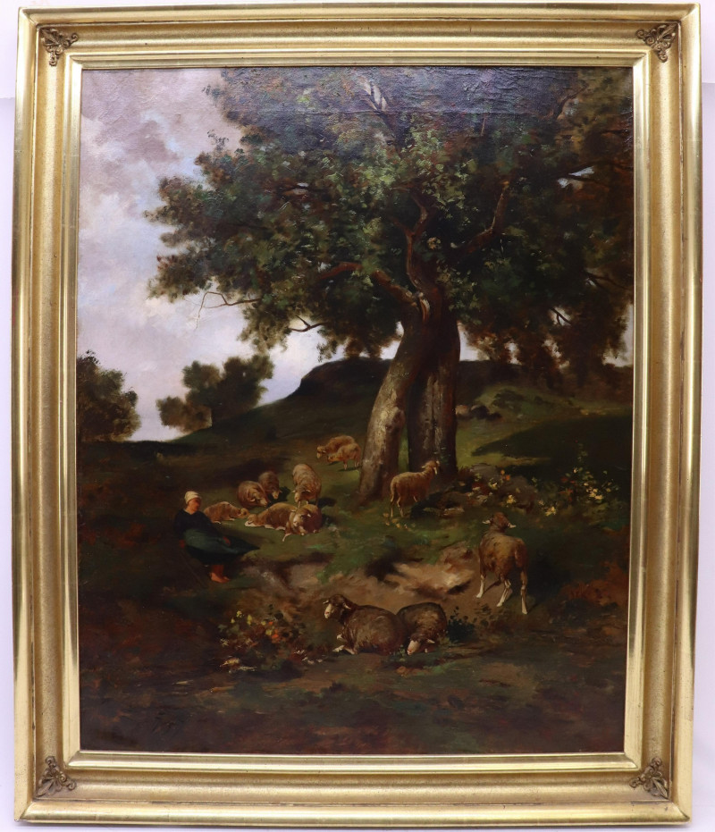 Charles E Jacques (French 18131894) Sheep O/C