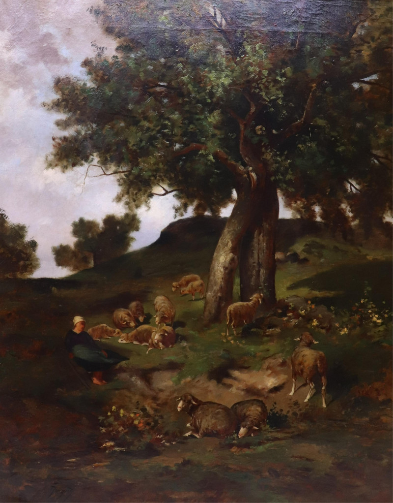 Charles E Jacques (French 18131894) Sheep O/C