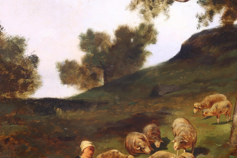 Charles E Jacques (French 18131894) Sheep O/C