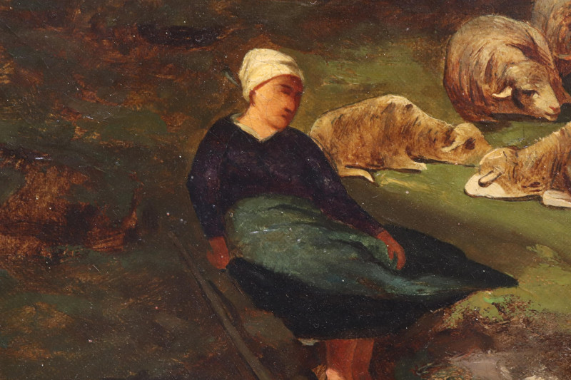 Charles E Jacques (French 18131894) Sheep O/C
