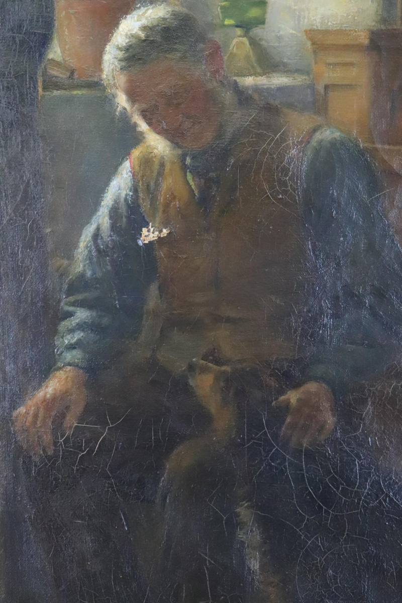 HJ Dobson Man beside Hearth O/C