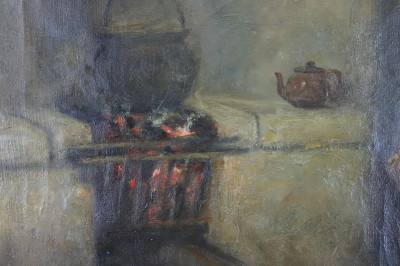 HJ Dobson Man beside Hearth O/C