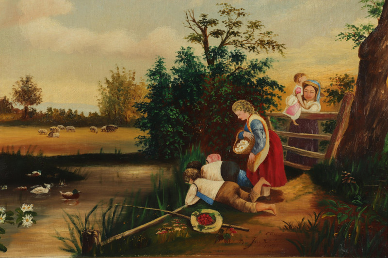 &apos;Fishing at the Pond&apos; c1875