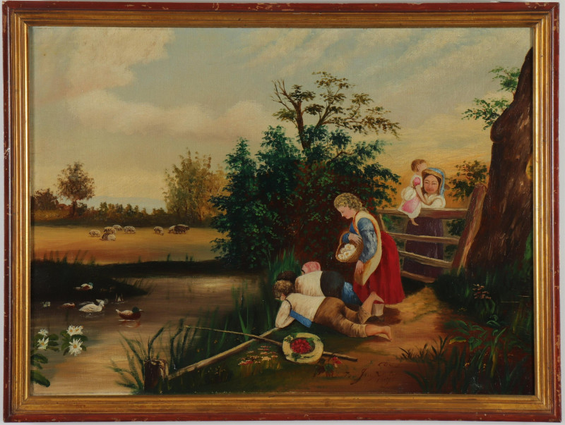 &apos;Fishing at the Pond&apos; c1875