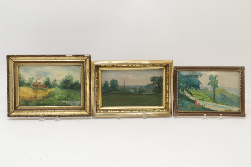 3 Primitive Landscape Paintings