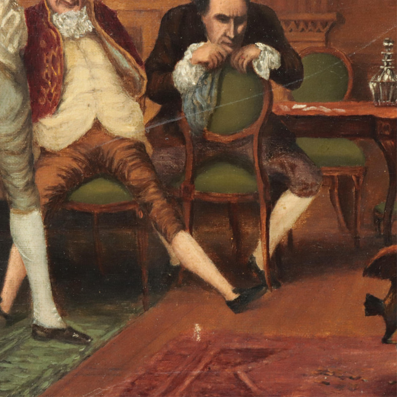 J Pettie Cockfight 19th C O/C