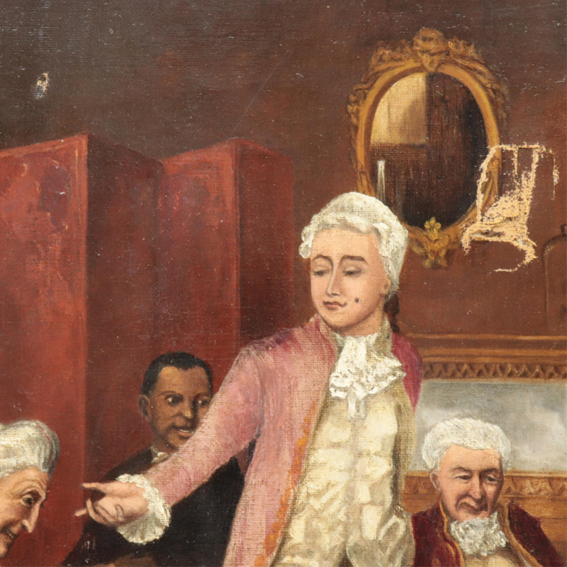 J Pettie Cockfight 19th C O/C
