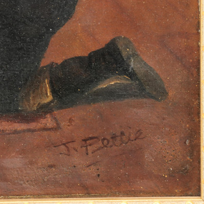 J Pettie Cockfight 19th C O/C