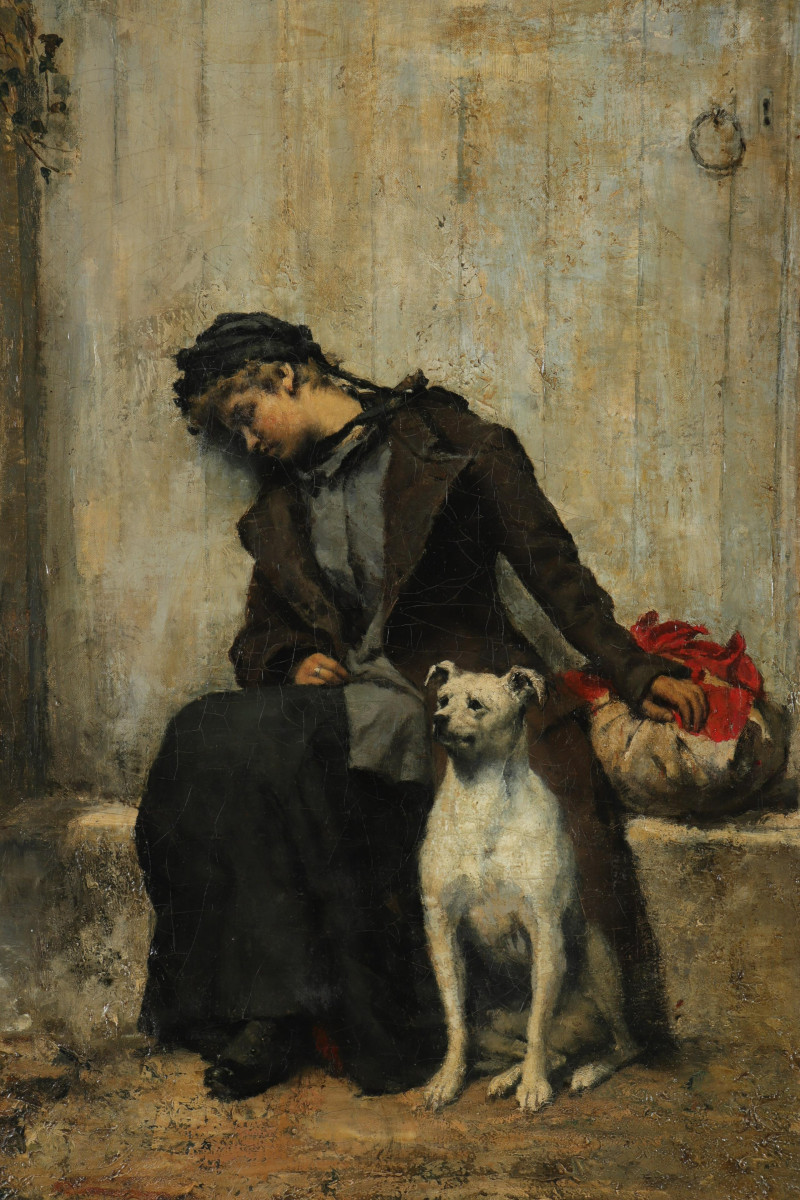 After JG Brown Street Urchin with Dog O/C