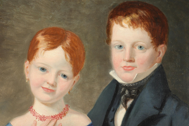 Portrait of Sister Brother Late 19th C O/C